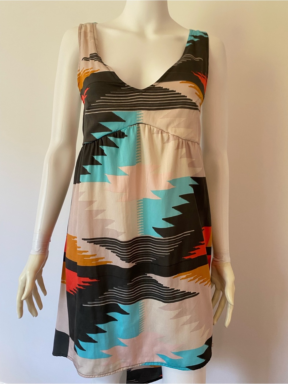 Billabong Turquoise, Black, Blush & Rust Abstract Geo Top